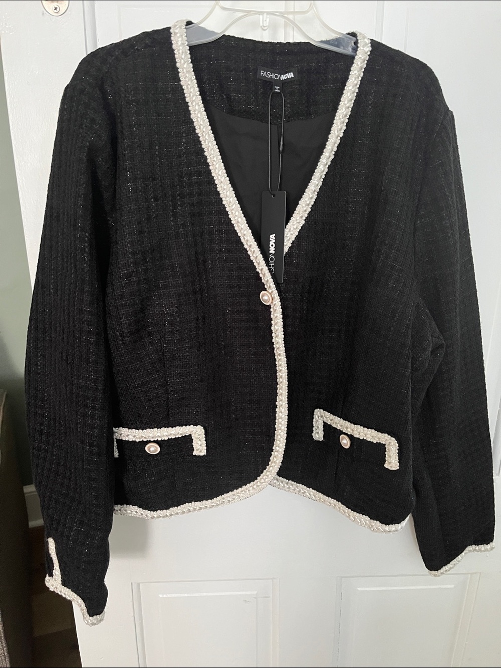 Fashion Nova Black metallic Woven Fabric Jacket size 3X New with Tag